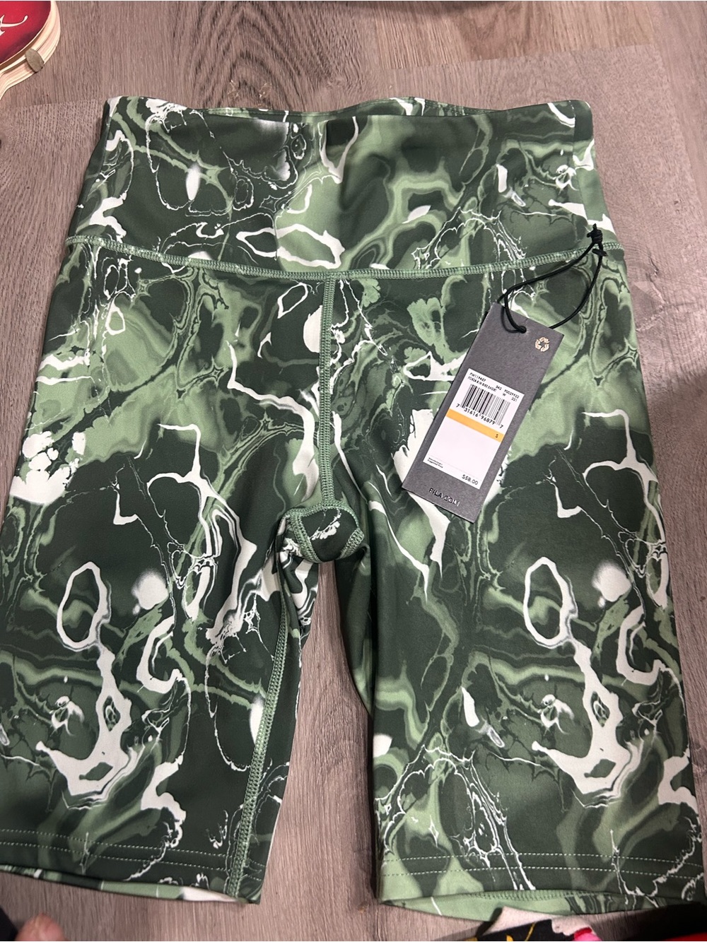 Green Marble Print Women’s Athletic 8” Bike Shorts